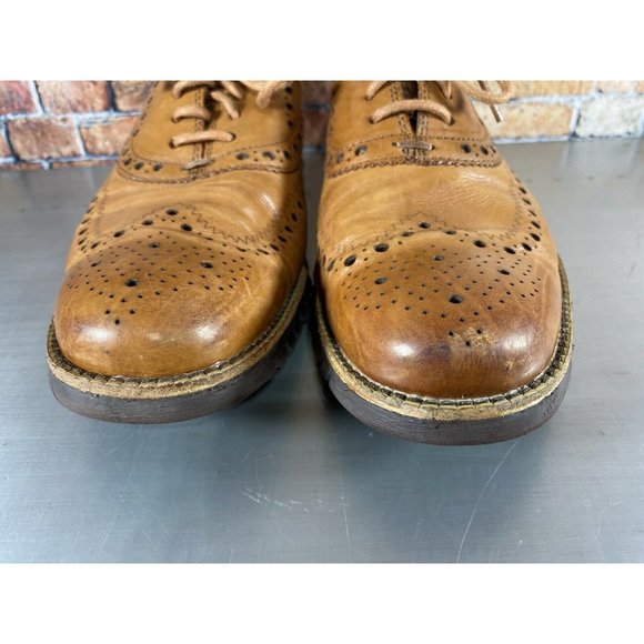 COLE HAAN Men ZEROGRAND Wing Oxford Leather Shoes 7M British Tan #C29411 - Picture 2 of 8